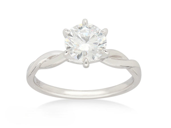 14ct White Gold Lab-Grown Round Brilliant Cut Diamond Ring, 1ct Centre