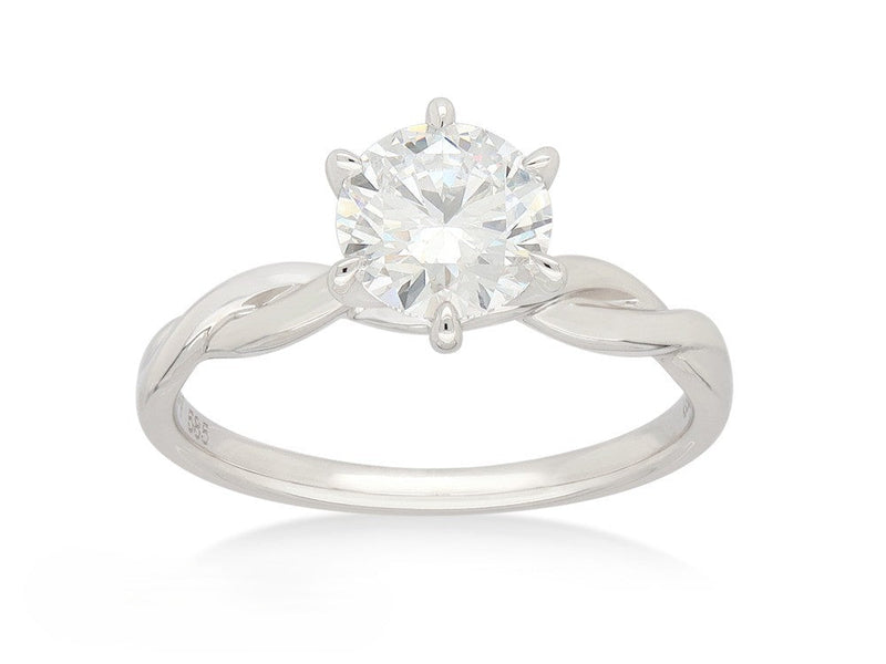 14ct White Gold Lab-Grown Round Brilliant Cut Diamond Ring, 1ct Centre