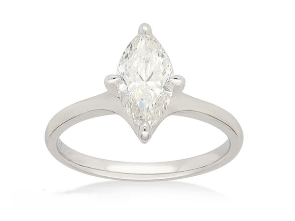 14ct White Gold Lab-Grown Marquise Diamond Ring, 1.04ct Centre