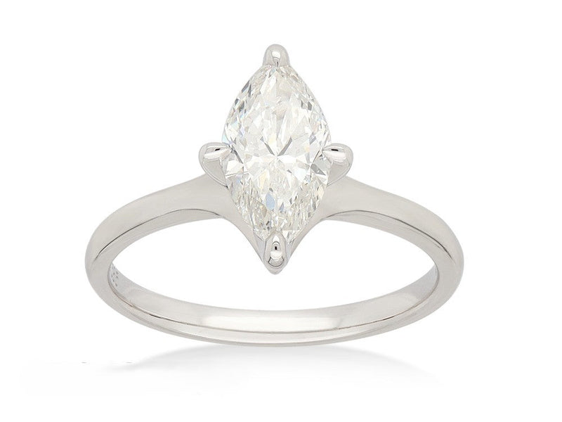 14ct White Gold Lab-Grown Marquise Diamond Ring, 1.04ct Centre