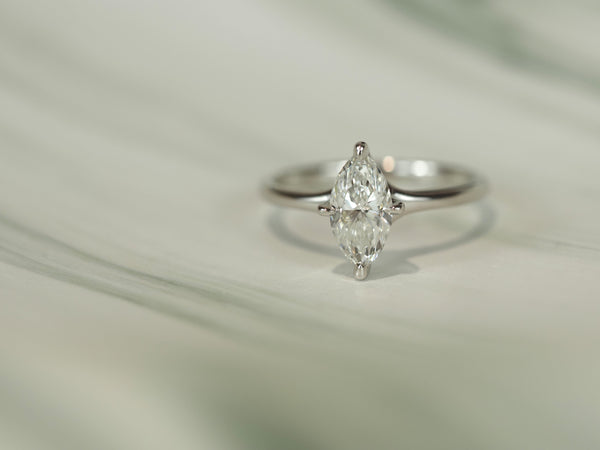 14ct White Gold Lab-Grown Marquise Diamond Ring, 1.04ct Centre
