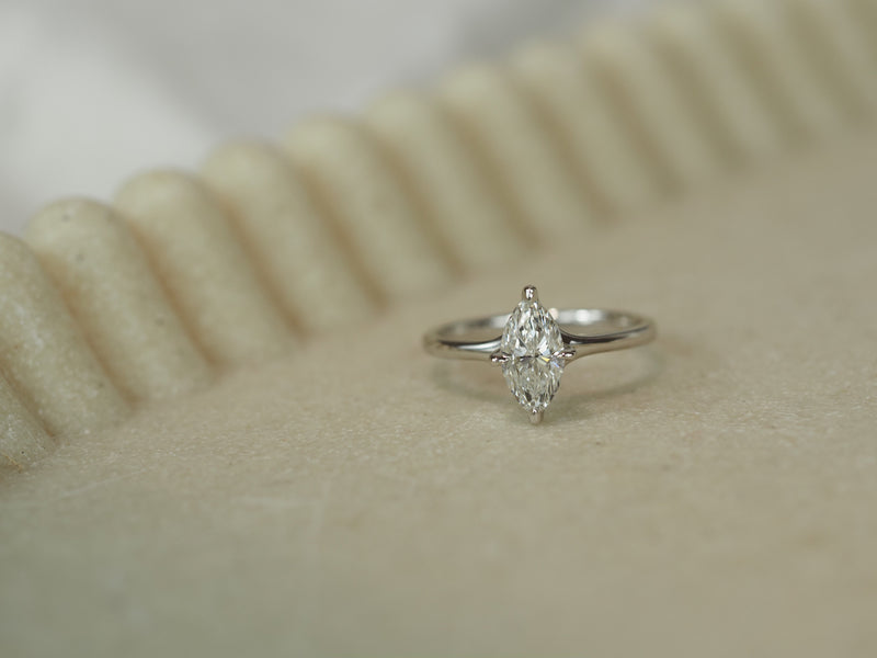 14ct White Gold Lab-Grown Marquise Diamond Ring, 1.04ct Centre