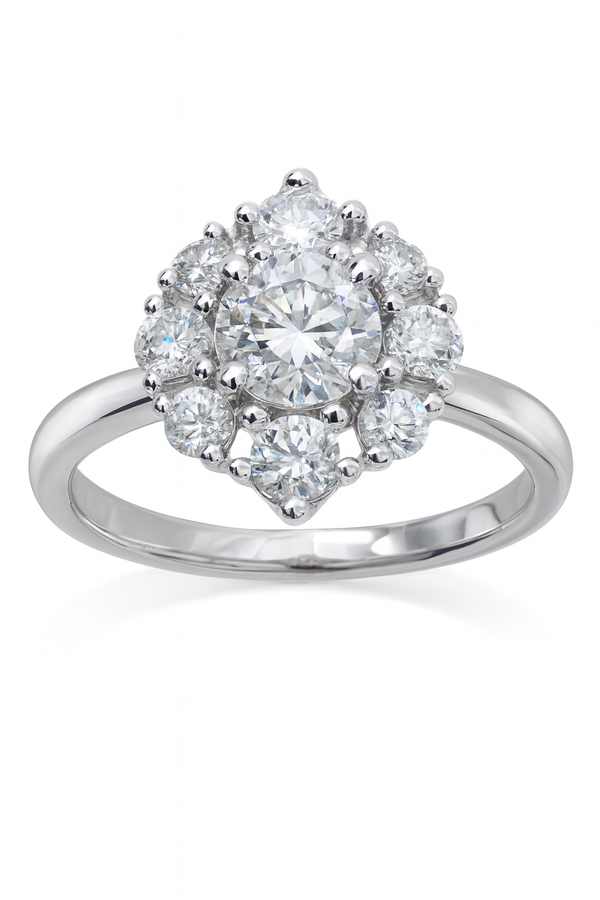 10ct White Gold Lab-Grown Round Brilliant Cut Diamond ring, 1.51ct total
