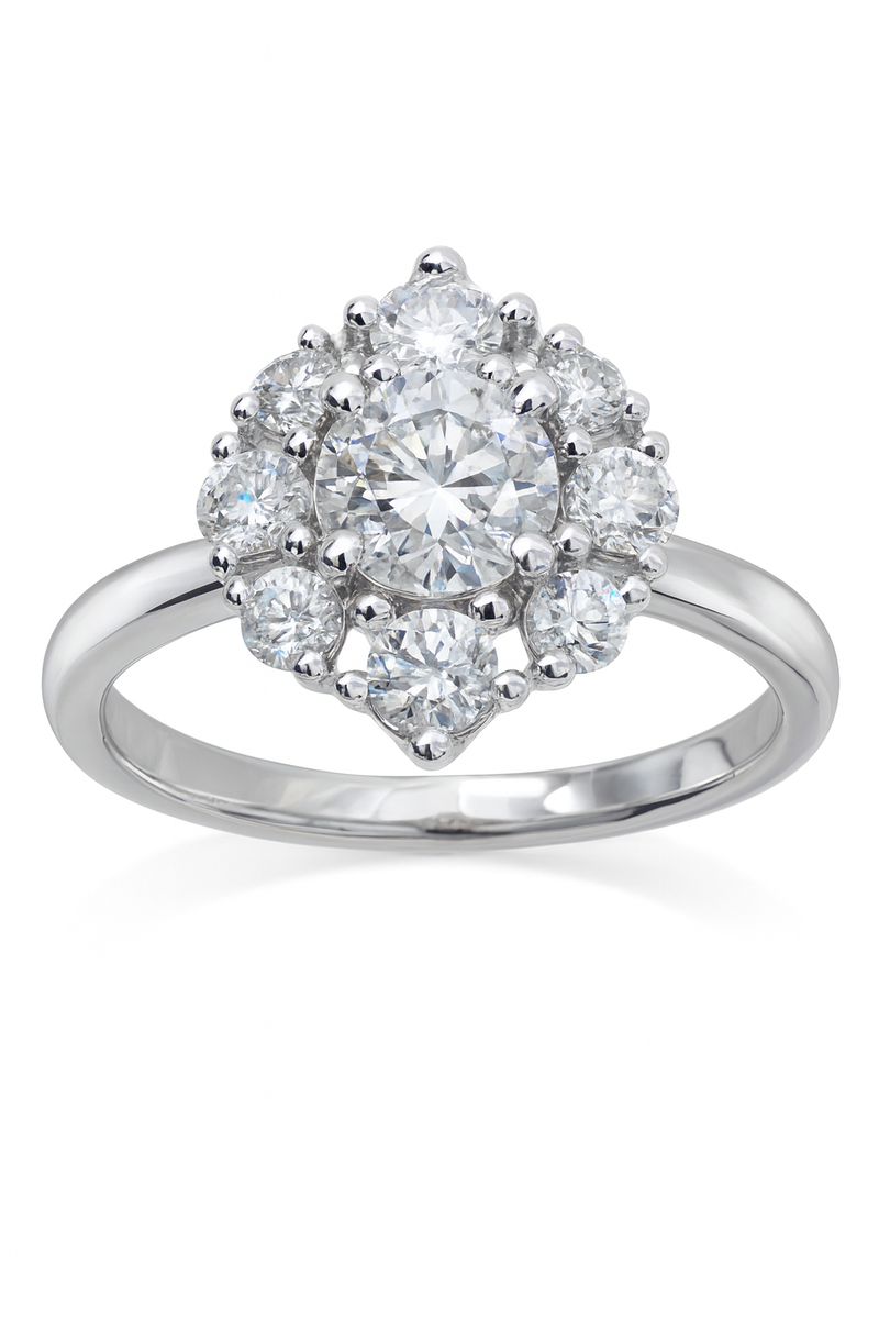 10ct White Gold Lab-Grown Round Brilliant Cut Diamond ring, 1.51ct total