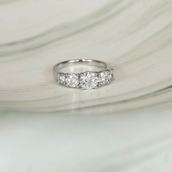 9ct White Gold Lab-Grown Round Brilliant Cut Diamond Ring, 2.01ct total