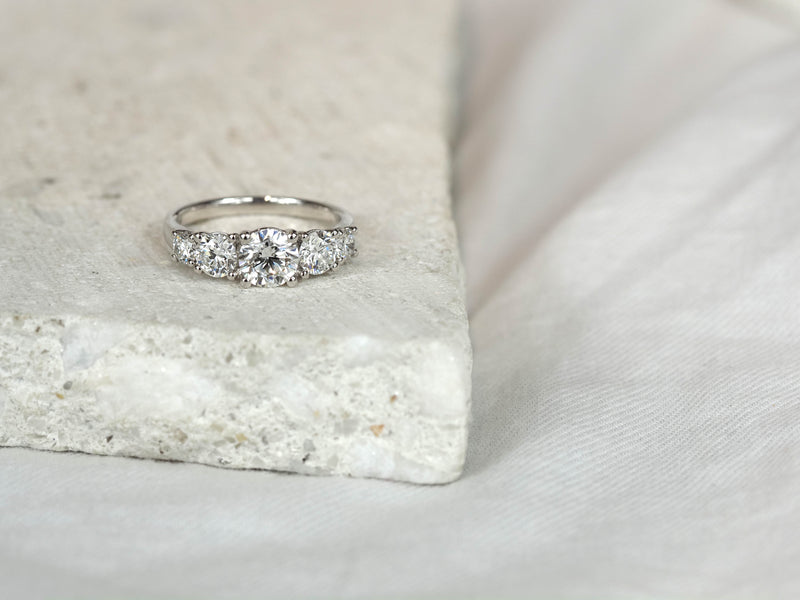 9ct White Gold Lab-Grown Round Brilliant Cut Diamond Ring, 2.01ct total