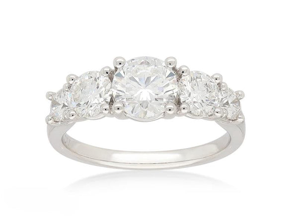 9ct White Gold Lab-Grown Round Brilliant Cut Diamond Ring, 2.01ct total