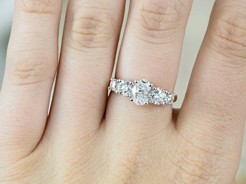 18ct Yellow and White Gold Oval and Round Cut Lab-Grown Diamond Ring, 2.01ct total