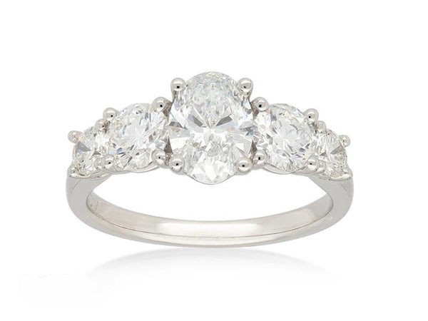 18ct Yellow and White Gold Oval and Round Cut Lab-Grown Diamond Ring, 2.01ct total