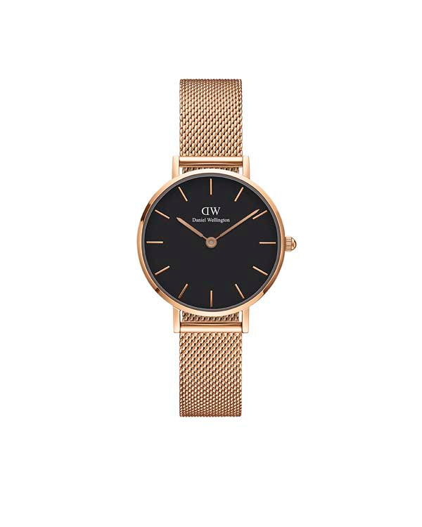 Daniel Wellington Petite 28 Melrose Rose Gold and Black Watch