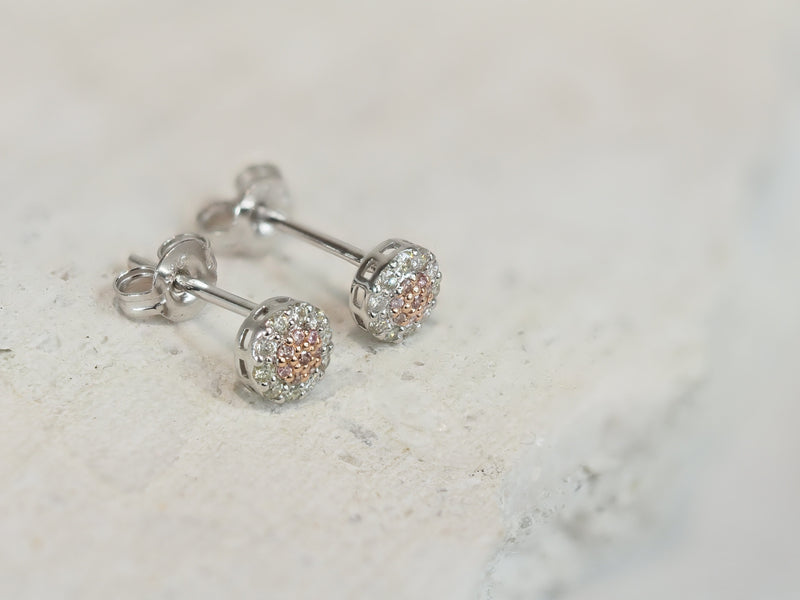 9ct Rose and White Gold 'Pink Caviar' Argyle Diamond Stud Earrings, 0.20ct Total