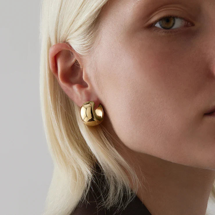 Najo Yellow Gold Plated Daynight Huggie Earrings