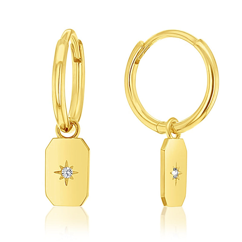 9ct Yellow Gold Huggie Earring with Medallion Drop