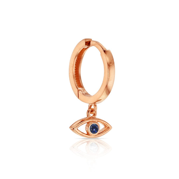 9ct Rose Gold Evil Eye Huggie Earrings