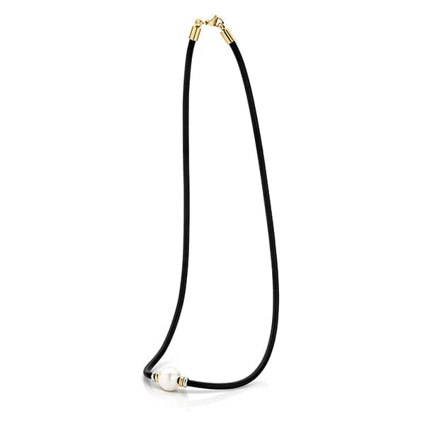 Stainless Steel neoprene necklet with 11mm Edison Pearl
