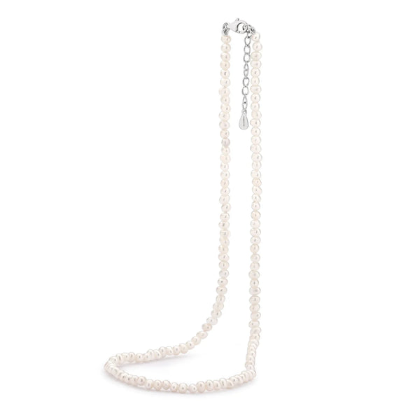 Sterling Silver 3mm White Keshi Pearl strand, 40cm