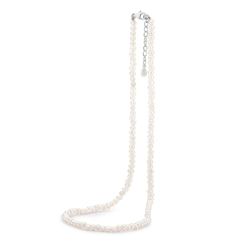 Sterling Silver 3mm White Keshi Pearl strand, 40cm
