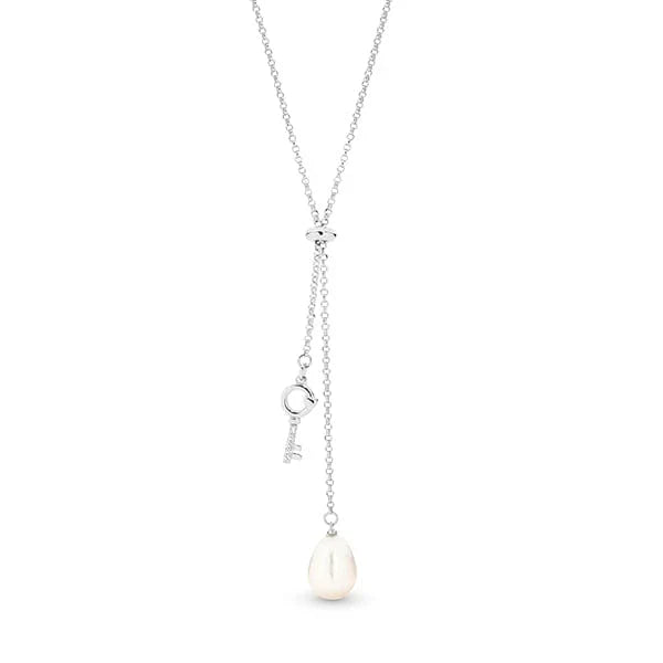 Sterling Silver 'Treasured' Freshwater Pearl and Cubic Zirconia pendant