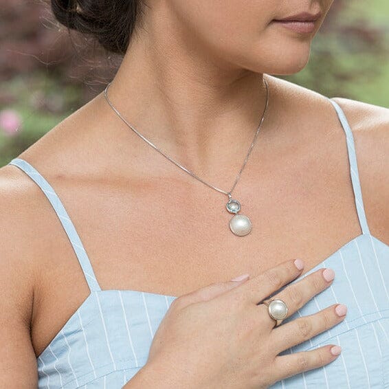 Sterling Silver 'Cosmic Moon' Mabe Pearl Ring