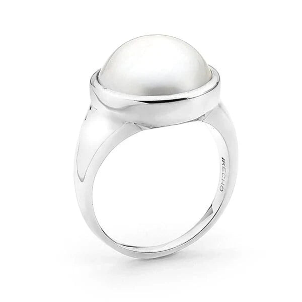 Sterling Silver 'Cosmic Moon' Mabe Pearl Ring