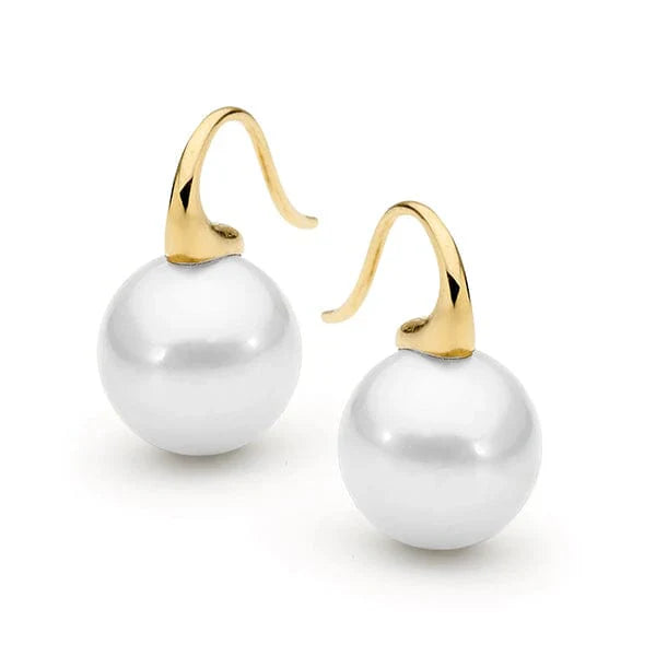 9ct Yellow Gold 12mm Edison Pearl Hook Earrings