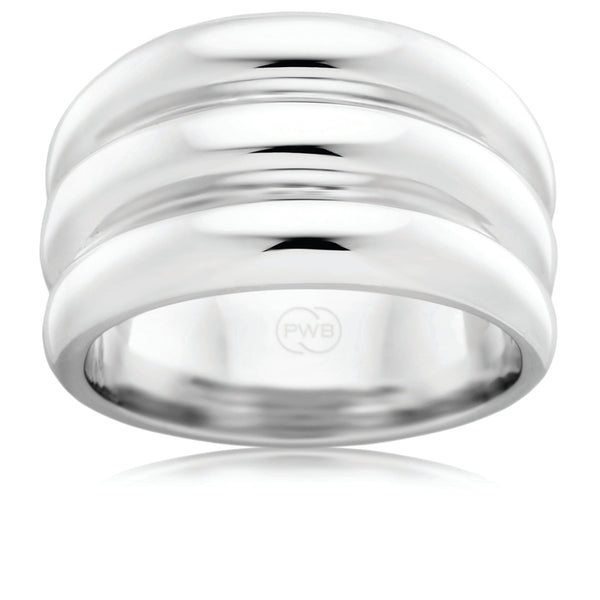 Sterling Silver triple domed dress ring, size P