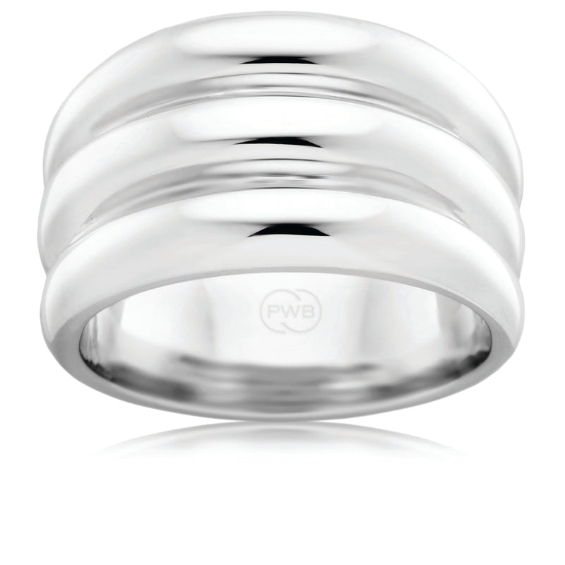 Sterling Silver triple domed dress ring, size P