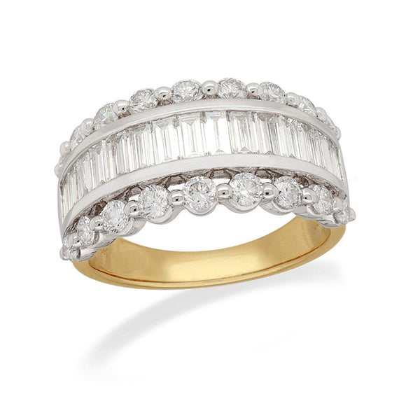 9ct Yellow and White Gold Lab-Grown Wide Dress Ring, 1.96ct total
