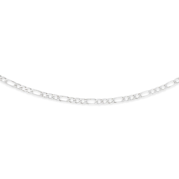 9ct White Gold 3 to 1 Figaro Chain, 55cm