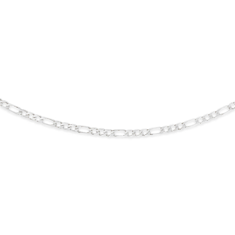 9ct White Gold 3 to 1 Figaro Chain, 55cm