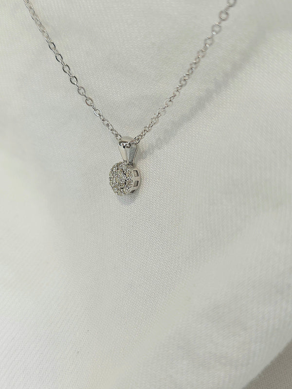 9ct White gold Diamond cluster Pendant