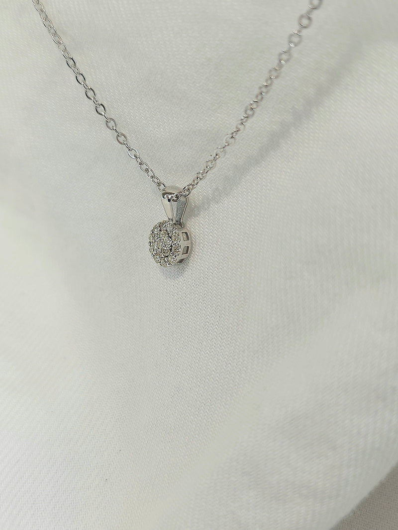 9ct White gold Diamond cluster Pendant
