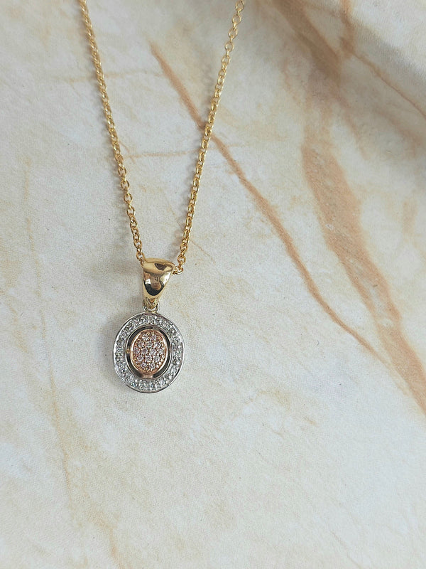 9ct Yellow, Rose and White gold 'Pink Caviar' Diamond pendant, 0.052ct total