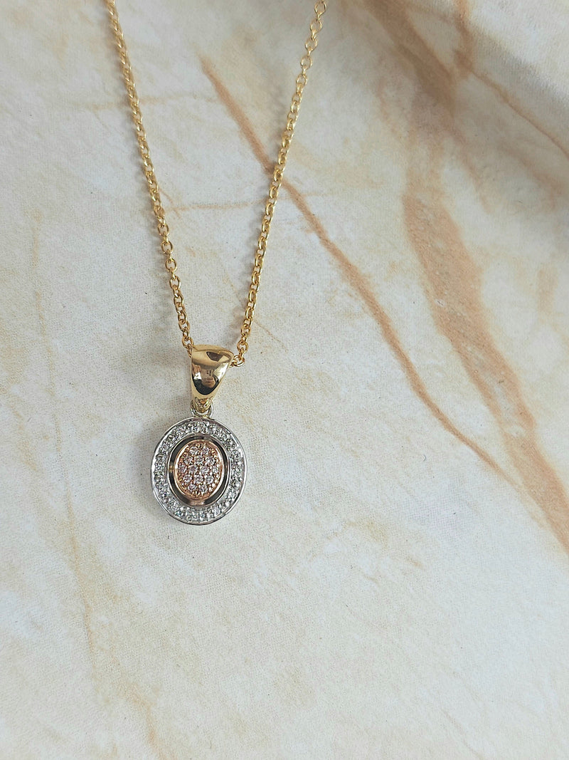 9ct Yellow, Rose and White gold 'Pink Caviar' Diamond pendant, 0.052ct total