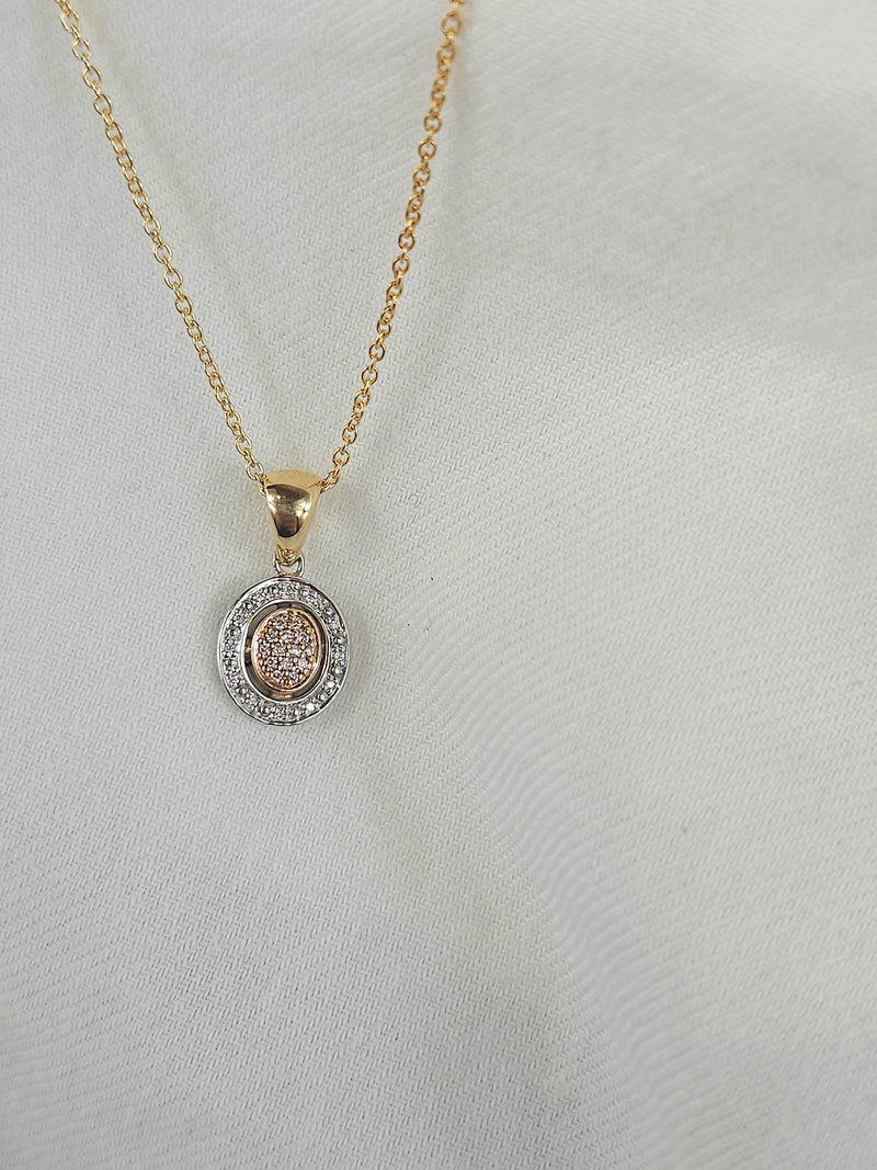 9ct Yellow, Rose and White gold 'Pink Caviar' Diamond pendant, 0.052ct total