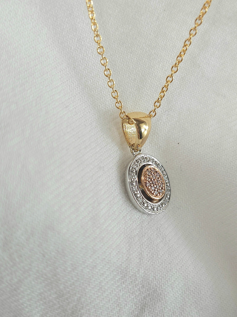 9ct Yellow, Rose and White gold 'Pink Caviar' Diamond pendant, 0.052ct total