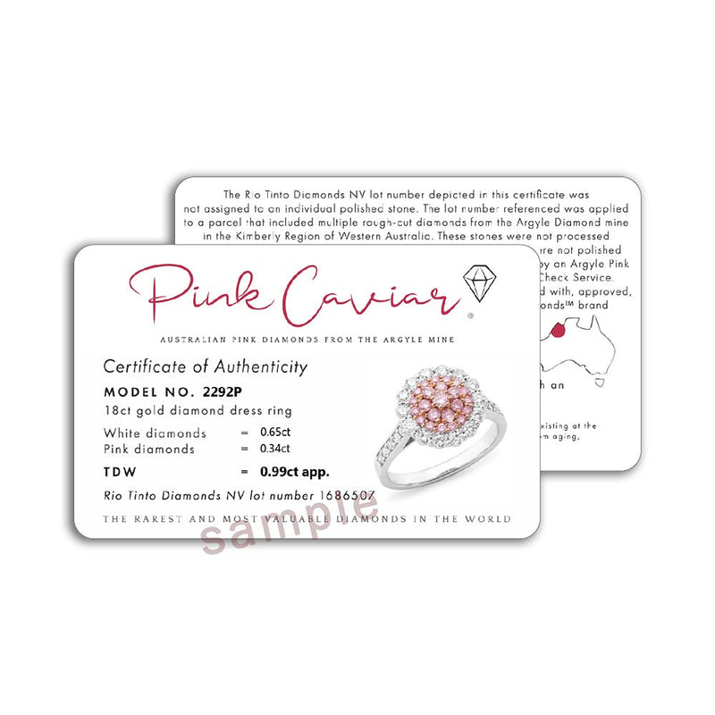 9ct Rose and White gold 'Pink Caviar' Argyle Diamond Shepard hook earrings, 0.25ct total