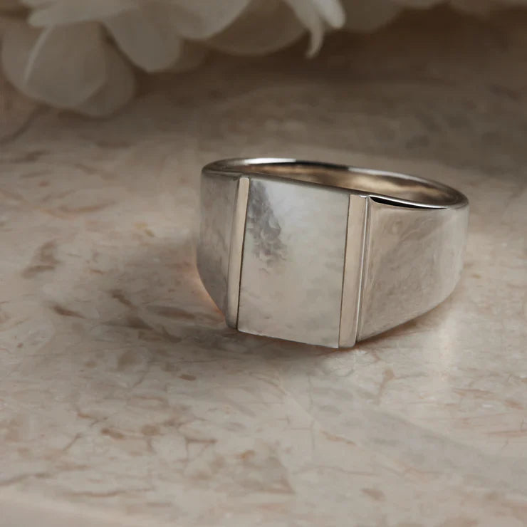 Najo Sterling Silver Alchemist Mother of Pearl Ring, medium