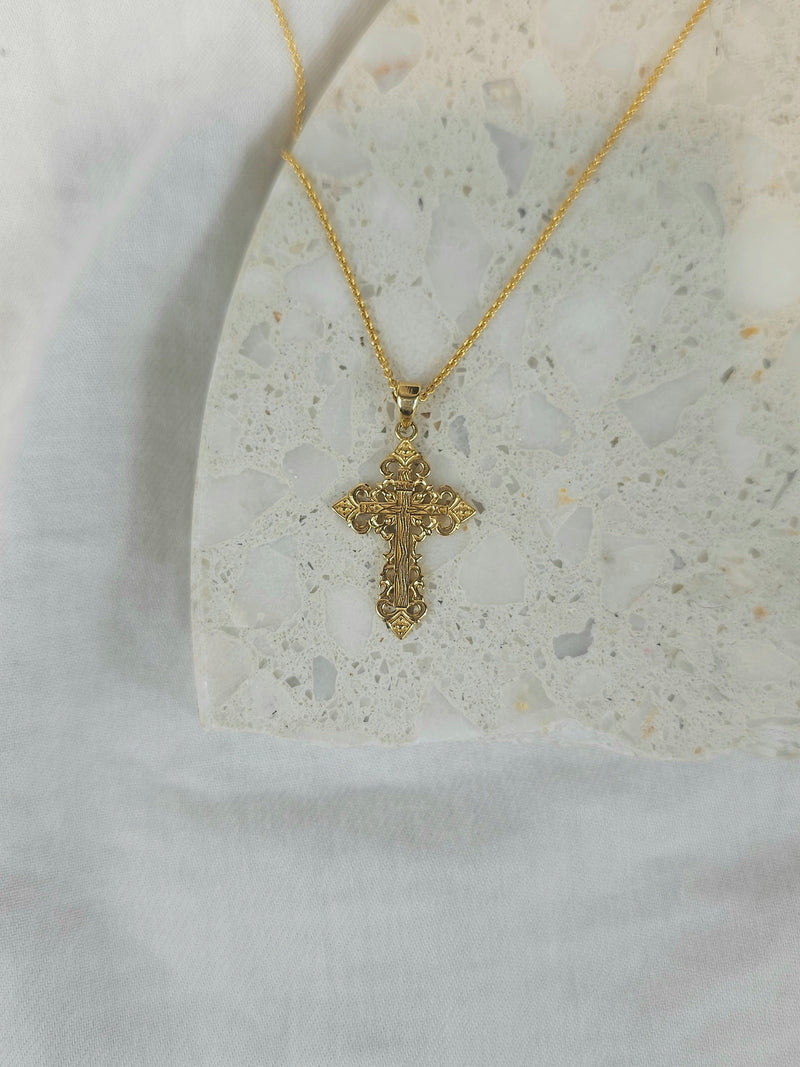 9ct Yellow Gold Antique Style Cross