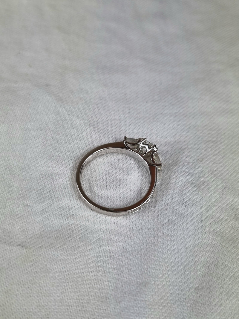 18ct White Gold Round and Emerald Cut Diamond Engagement Ring, 0.40ct Centre