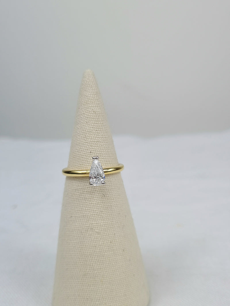 18ct Yellow and White gold Pear engagement ring, 0.71ct centre
