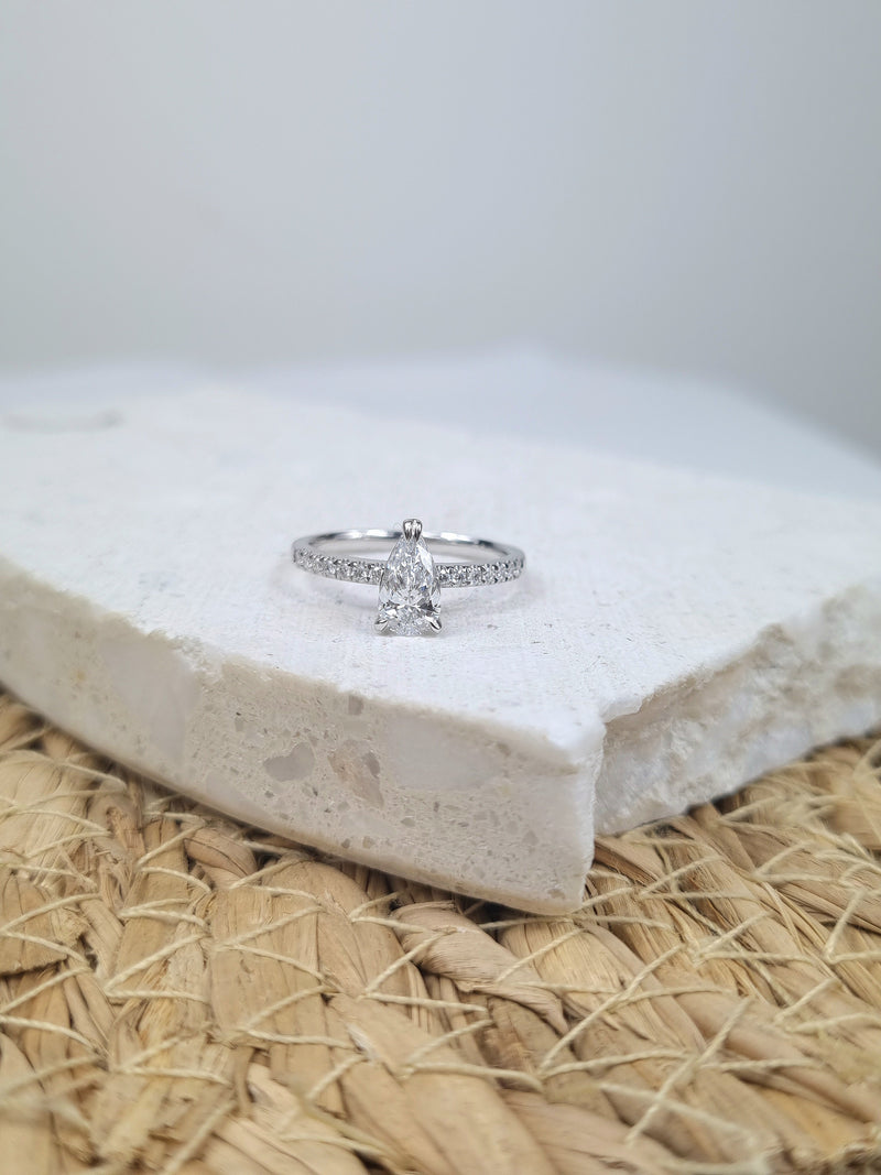 18ct White Gold Pear engagement ring, 0.72ct centre