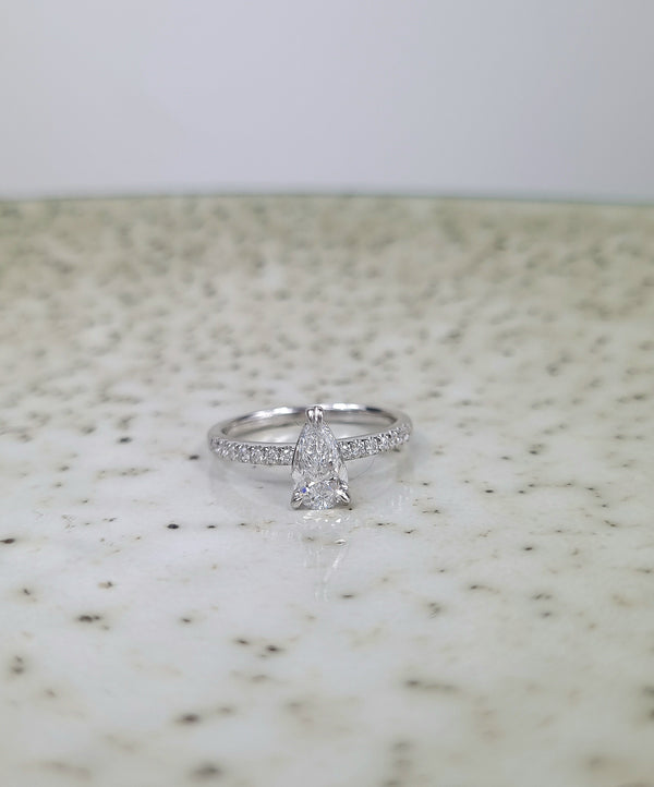 18ct White Gold Pear engagement ring, 0.72ct centre