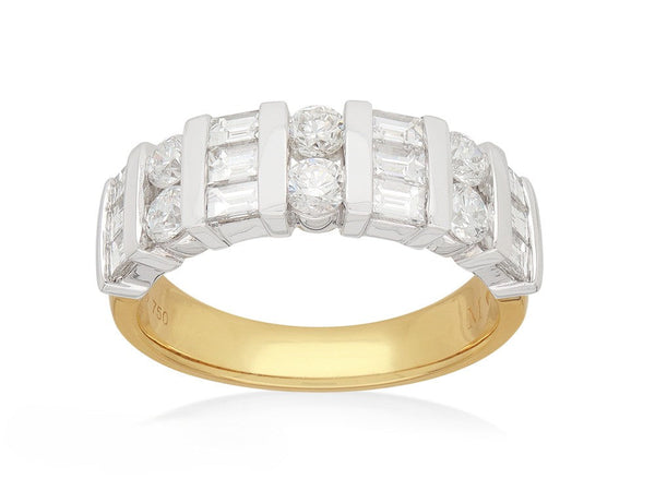 18ct Yellow and White Gold Wide Tension Set Diamond Ring, 1.84ct