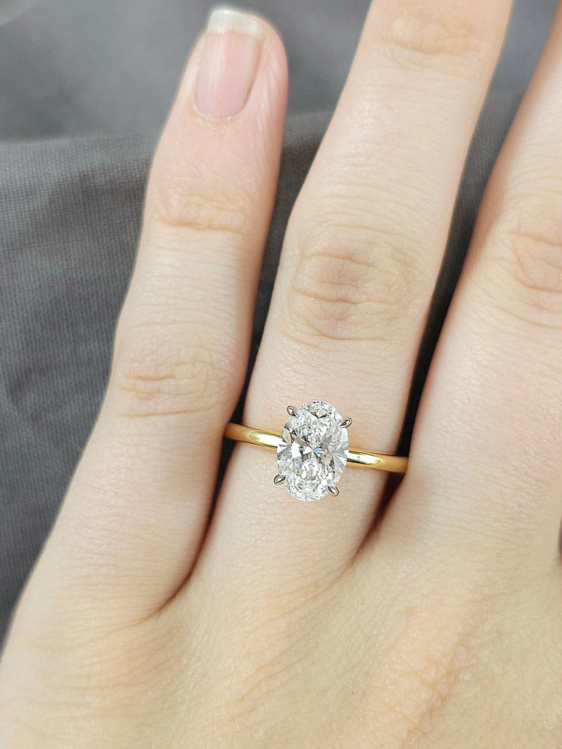 18ct Yellow and White Gold Lab-Grown Oval cut Engagement ring, 1.76ct centre