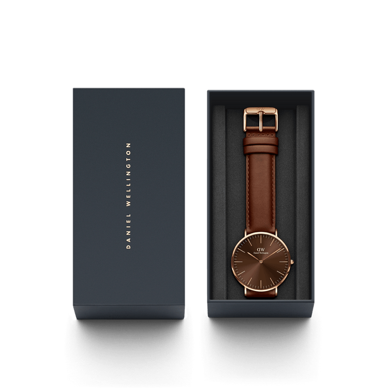 Daniel Wellington Classic 40 St Mawes Rose Gold and Amber Watch