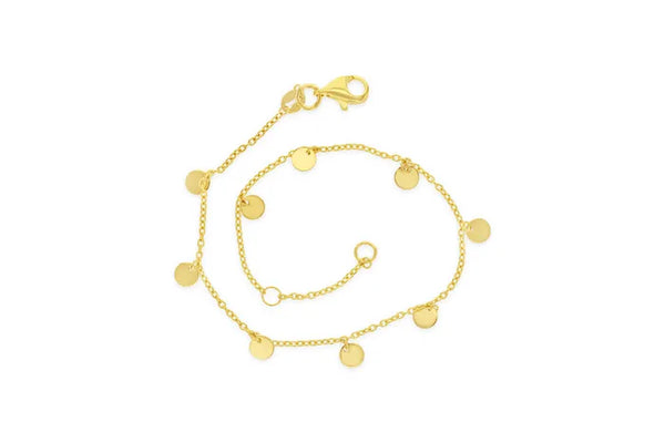 9ct Yellow Gold Hanging disc bracelet