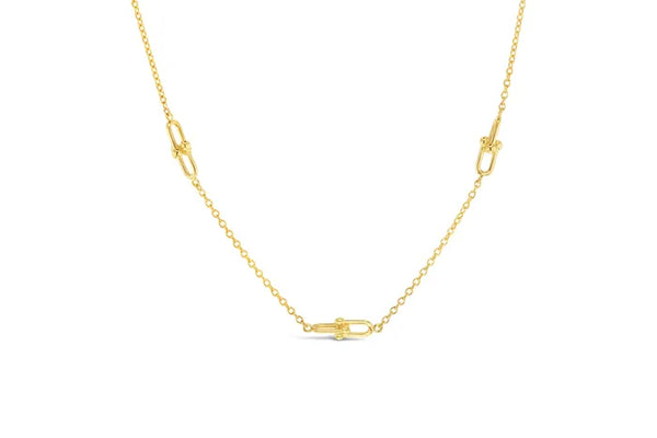 9ct Yellow Gold Double link Necklet, 45cm