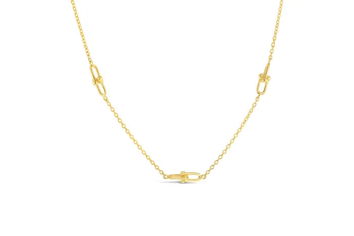 9ct Yellow Gold Double link Necklet, 45cm