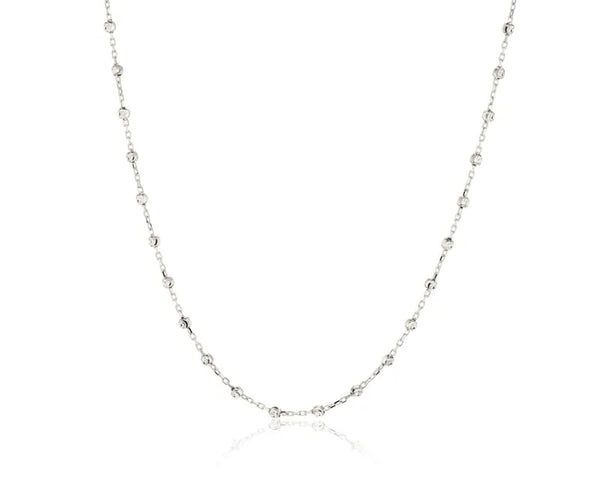 9ct White Gold Diamond cut Ball chain, 45cm